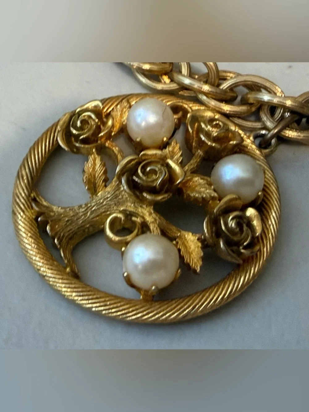 Vintage Tree of Life Charm Bracelet‎ By Lisner Gold Tone